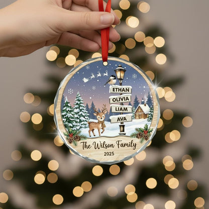 Personalized Family Glass Ornament, Custom Christmas Ornament with Kids Names, Deer Winter Scene, Family Name 2026 Gift - product image 4