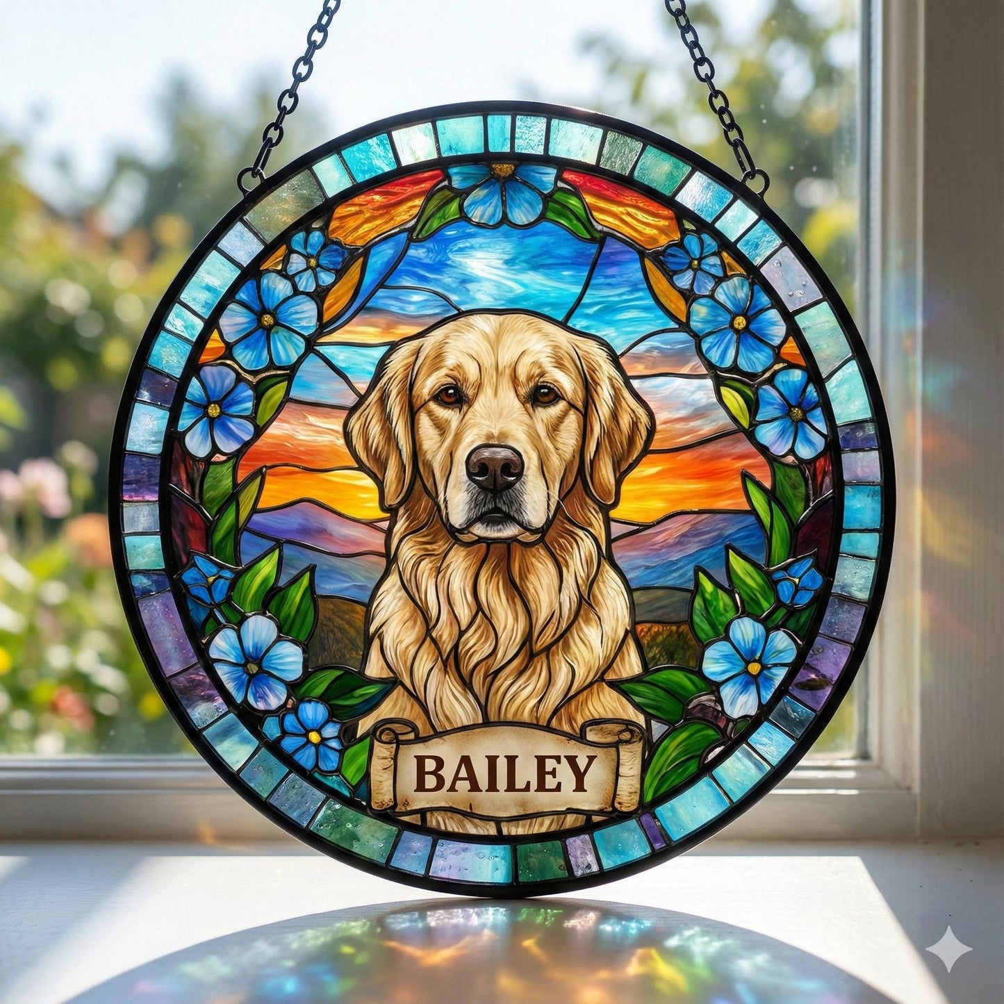 Personalized Pet Photo Glass Suncatcher, Custom Pet Name Window Hanging, Any Pet Lover Gift, Memorial Keepsake - main product image