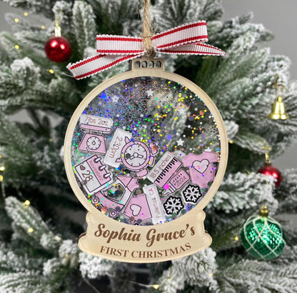 Personalized Baby’s First Christmas Ornament 2026 | Custom Birth Stats Ornament | Newborn Keepsake | Boy Girl Pink Blue Shake Ornament - main product image