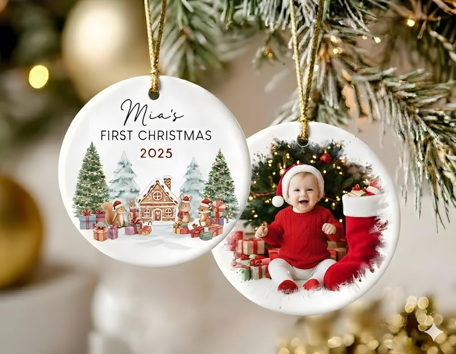 Custom Photo Ornament, Personalized Watercolor Ornaments, Christmas Ornaments 2026, Family Portrait Ornament, Couple Ornament, Bestie Gift - main product image