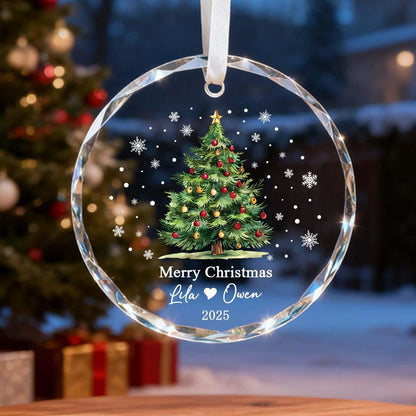 Personalized Crystal Christmas Tree Ornament, Custom Name Keepsake, Couple Holiday Decor Gift - product image 4