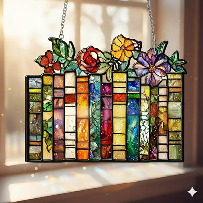 Personalized Book and Flower Suncatcher–Custom Acrylic 2D Window Hanging Decor – Literary Floral Gift – Rainbow Sun Catcher for Book Lovers - product image 2