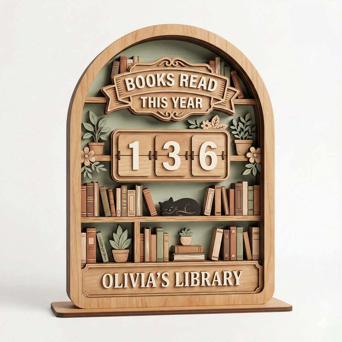 Vintage Wooden Book Tracker Sign, Personalized Reading Counter, Books Read This Year Decor, Custom Library Gift for Book Lovers - product image 2
