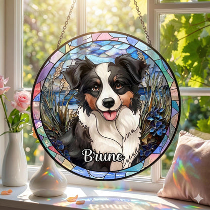 Personalized Pet Portrait Stained Glass Suncatcher, Custom Dog Mom Gift, Hand Drawn Dog Memorial Ornament, Pet Loss Keepsake, Dog Lover Gift - product image 2