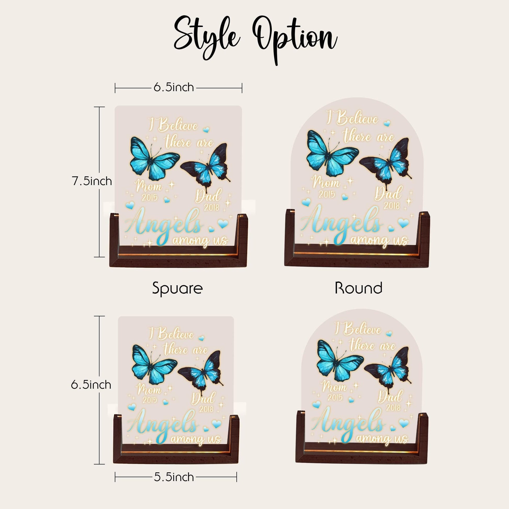 Personalized Memorial Gift, Sympathy Gift Loss of Mother, Blue Butterfly LED Light, Angels Among Us Acrylic Plaque, Remembrance Lamp - product image 6