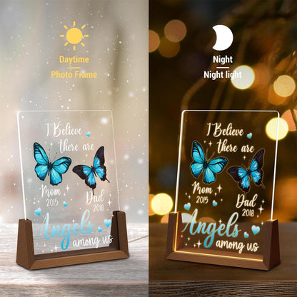Personalized Memorial Gift, Sympathy Gift Loss of Mother, Blue Butterfly LED Light, Angels Among Us Acrylic Plaque, Remembrance Lamp - product image 5