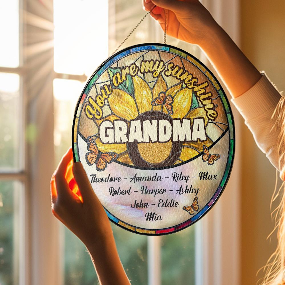 Personalized Grandma Suncatcher with Grandkids Names, You Are My Sunshine Window Hanging, Custom Sunflower Stained Glass, Mother's Day Gift - product image 4