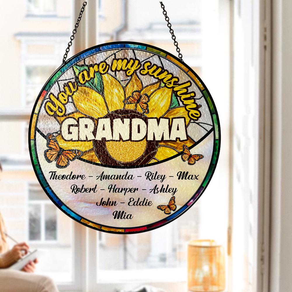 Personalized Grandma Suncatcher with Grandkids Names, You Are My Sunshine Window Hanging, Custom Sunflower Stained Glass, Mother's Day Gift - product image 6