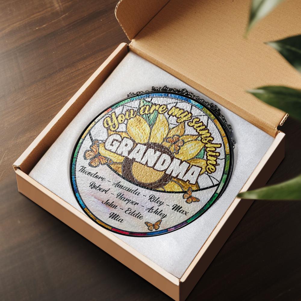 Personalized Grandma Suncatcher with Grandkids Names, You Are My Sunshine Window Hanging, Custom Sunflower Stained Glass, Mother's Day Gift - product image 7