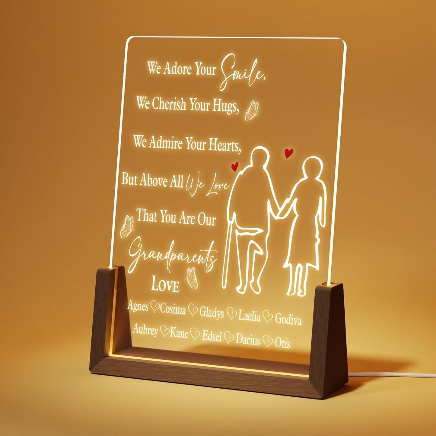 Personalized Grandparents Lamp, Custom Grandkids Name Plaque, Anniversary LED Light, Gift for Grandma and Grandpa - main product image