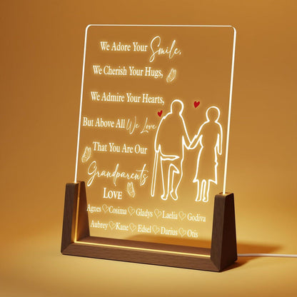 Personalized Grandparents Lamp, Custom Grandkids Name Plaque, Anniversary LED Light, Gift for Grandma and Grandpa - main product image