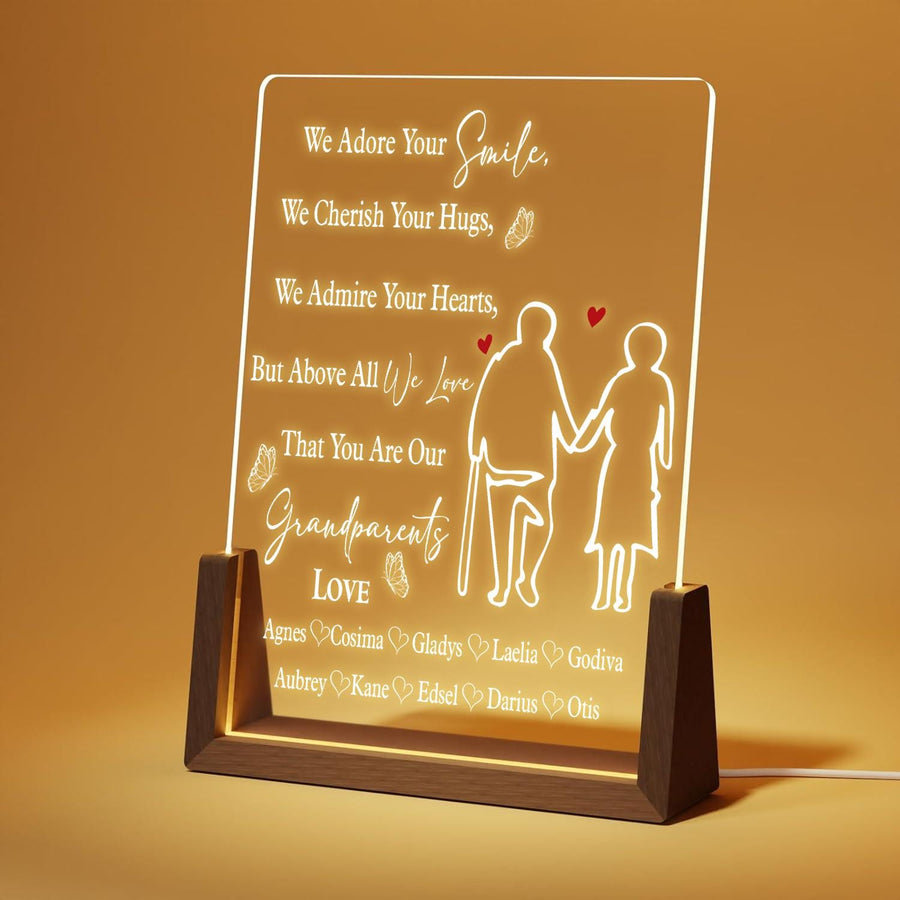 Personalized Grandparents Lamp, Custom Grandkids Name Plaque, Anniversary LED Light, Gift for Grandma and Grandpa - main product image