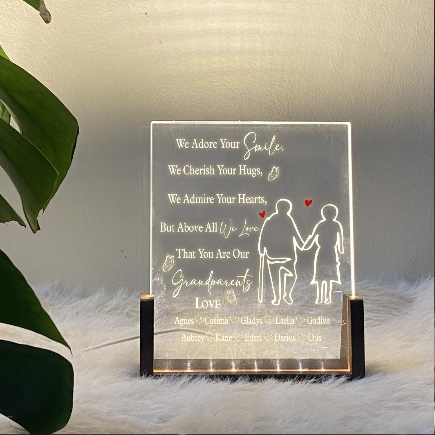 Personalized Grandparents Lamp, Custom Grandkids Name Plaque, Anniversary LED Light, Gift for Grandma and Grandpa - product image 6