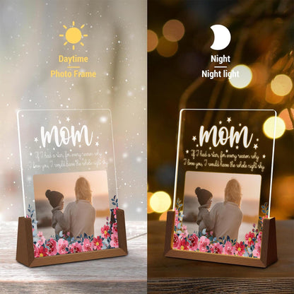 Personalized Mom Photo LED Lamp, Custom Picture Night Light, Meaningful Mothers Day Plaque, Floral Acrylic Sign - product image 5