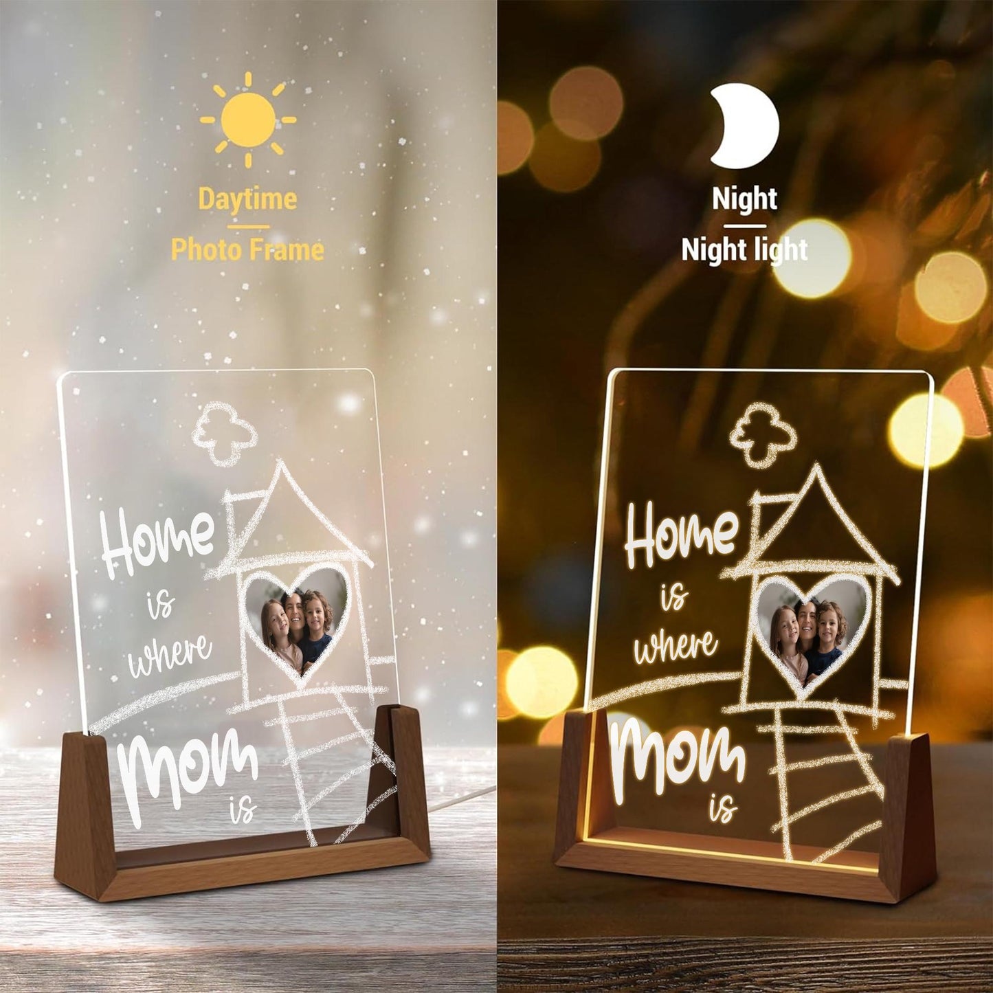 Custom Photo Arch Plaque for Mom, Personalized Picture LED Light, Home is Where Mom is Lamp, Mothers Day Gift - product image 7
