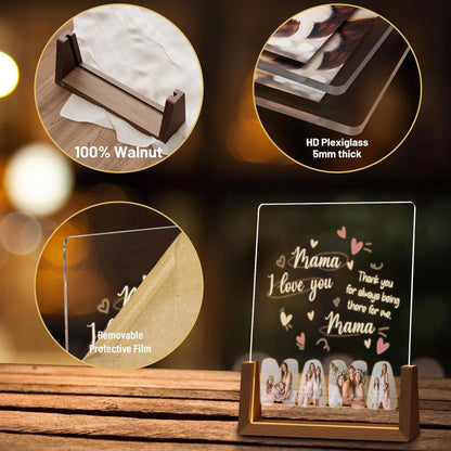 Custom Mom Photo Collage Lamp, Personalized Picture Night Light, Mothers Day Plaque, Mama Acrylic Sign with LED Base - product image 7