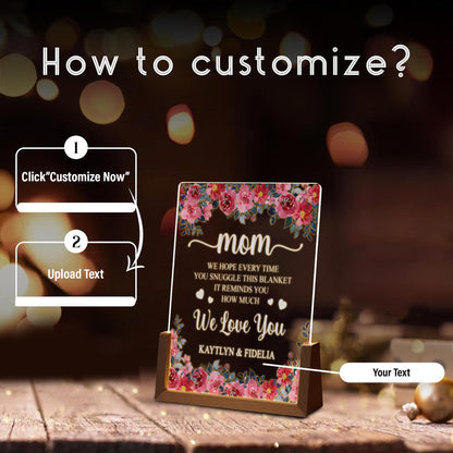 Custom Mom Night Light, Personalized Floral Acrylic Plaque, Mothers Day Gift from Kids, Meaningful Mom Birthday Lamp - product image 6