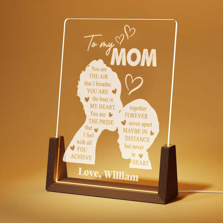 Sentimental Gift for Mom Plaque, Mother Son Custom LED Light, Meaningful Mother Birthday Gift, Custom Poetry Plaque Plaque Plaque - main product image
