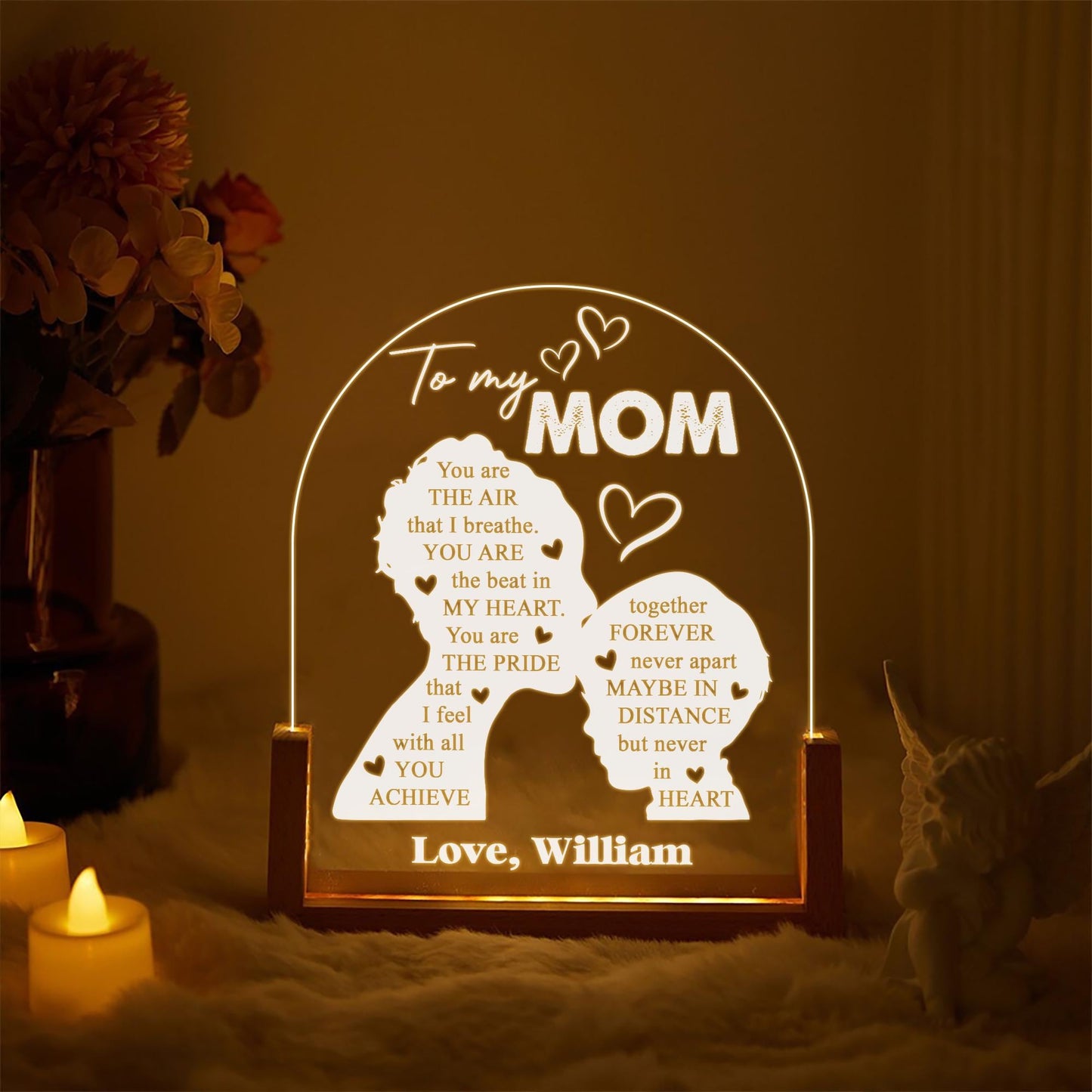 Sentimental Gift for Mom Plaque, Mother Son Custom LED Light, Meaningful Mother Birthday Gift, Custom Poetry Plaque Plaque Plaque - product image 2
