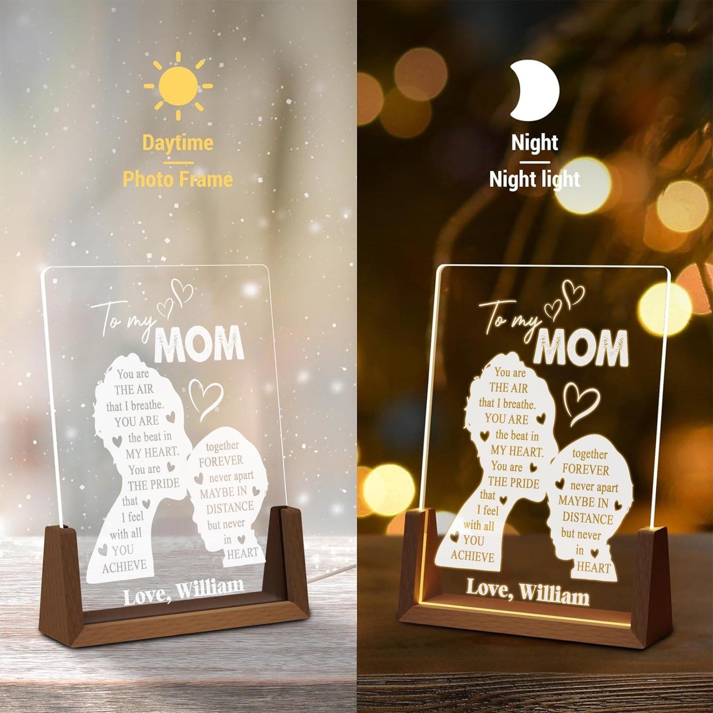 Sentimental Gift for Mom Plaque, Mother Son Custom LED Light, Meaningful Mother Birthday Gift, Custom Poetry Plaque Plaque Plaque - product image 5