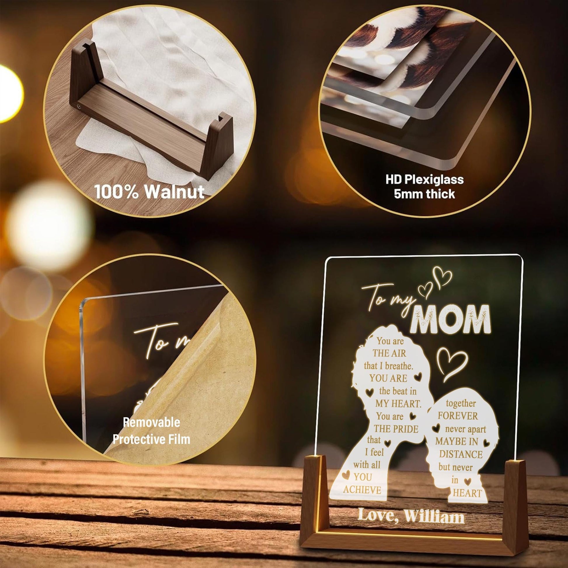 Sentimental Gift for Mom Plaque, Mother Son Custom LED Light, Meaningful Mother Birthday Gift, Custom Poetry Plaque Plaque Plaque - product image 4