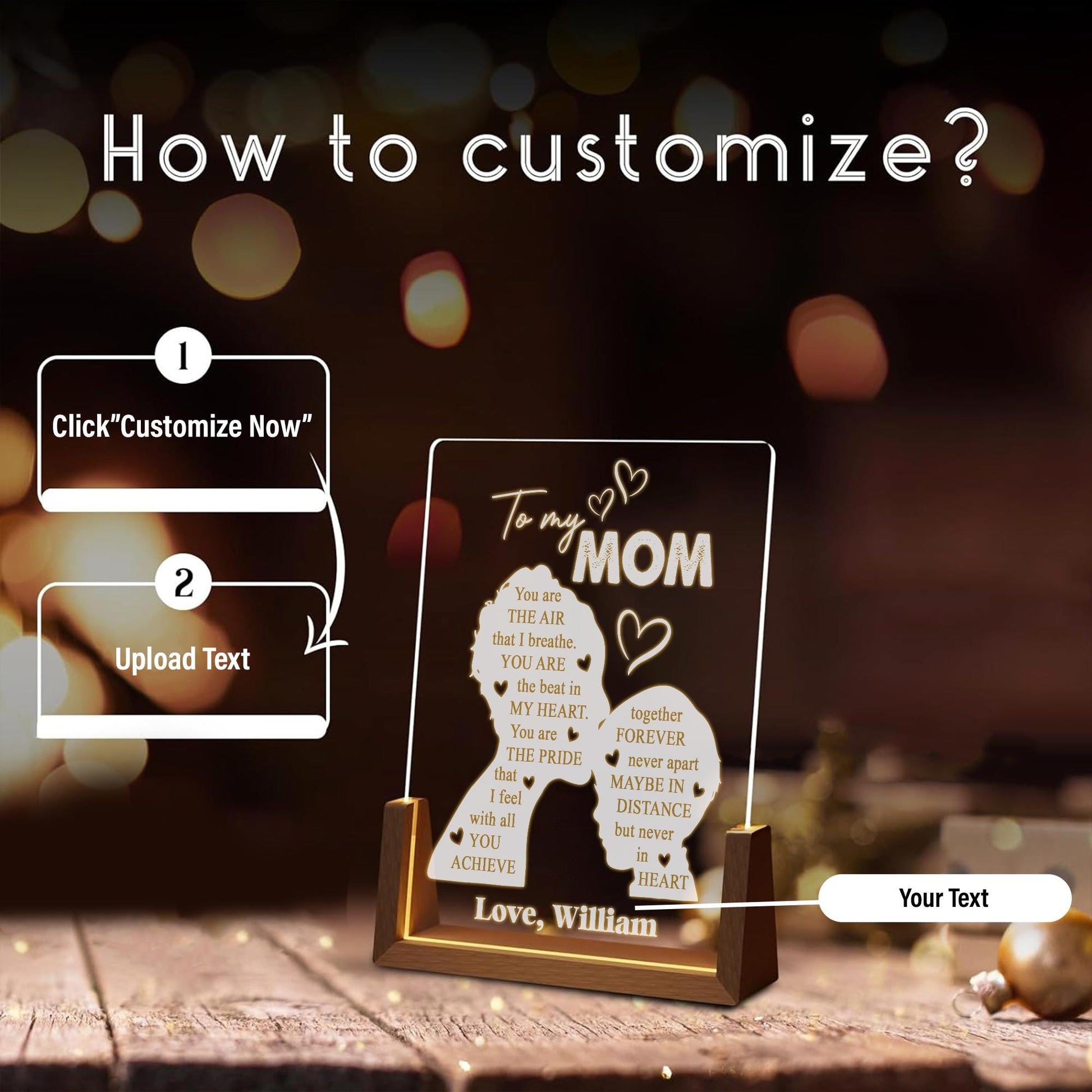 Sentimental Gift for Mom Plaque, Mother Son Custom LED Light, Meaningful Mother Birthday Gift, Custom Poetry Plaque Plaque Plaque - product image 7