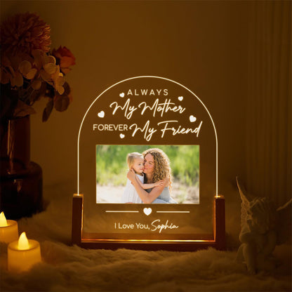 Always My Mother Forever My Friend Custom Photo Plaque, Mother Daughter Gift,Meaningful Mom Birthday Lamp from Daughter,Personalized Acrylic - product image 2
