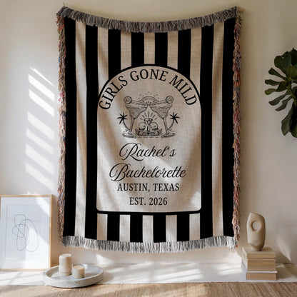 Custom Camp Bachelorette Woven Blanket, Glamping Weekend Decor, Bach Party Gift - product image 13