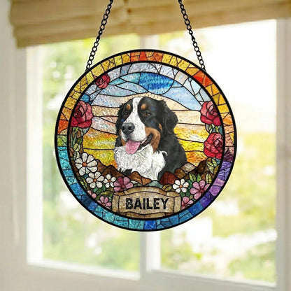 In Loving Memory Custom Pet Suncatcher, Real Glass Pet Loss Window Decor, Personalized Dog Cat Sympathy Gift with Dates, Memorial Art - product image 4