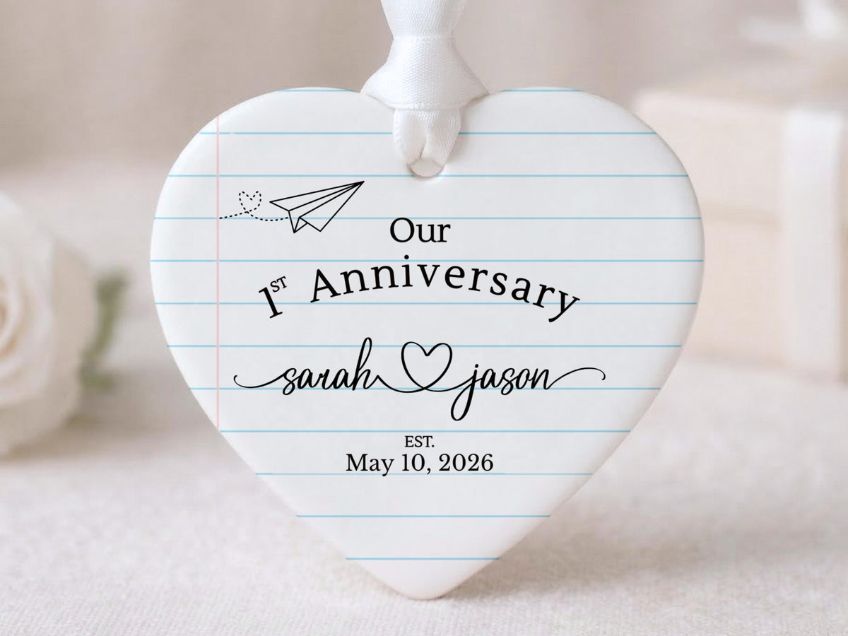 Paper Traditional Handmade 1st Wedding Anniversary Gift. Ornament Keepsake with First Year Romantic Passage. Gift For Spouse or boyfriend. - product image 2