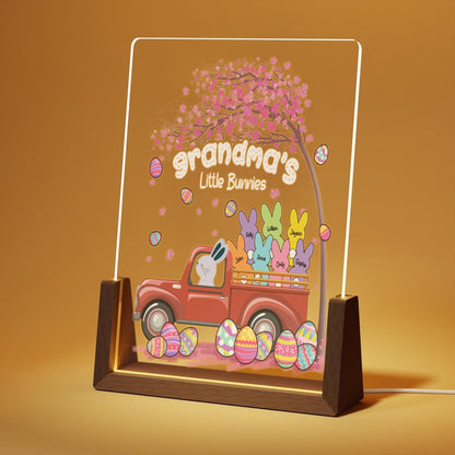 Grandmas Little Bunnies LED Light, Personalized Easter Gift for Grandma, Custom Grandkids Name Night Light, Vintage Truck Acrylic Sign - product image 2