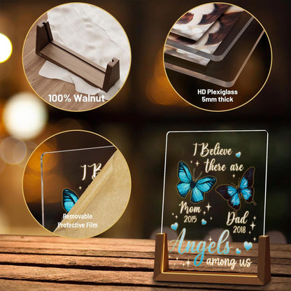 Personalized Memorial Gift, Sympathy Gift Loss of Mother, Blue Butterfly LED Light, Angels Among Us Acrylic Plaque, Remembrance Lamp - product image 4