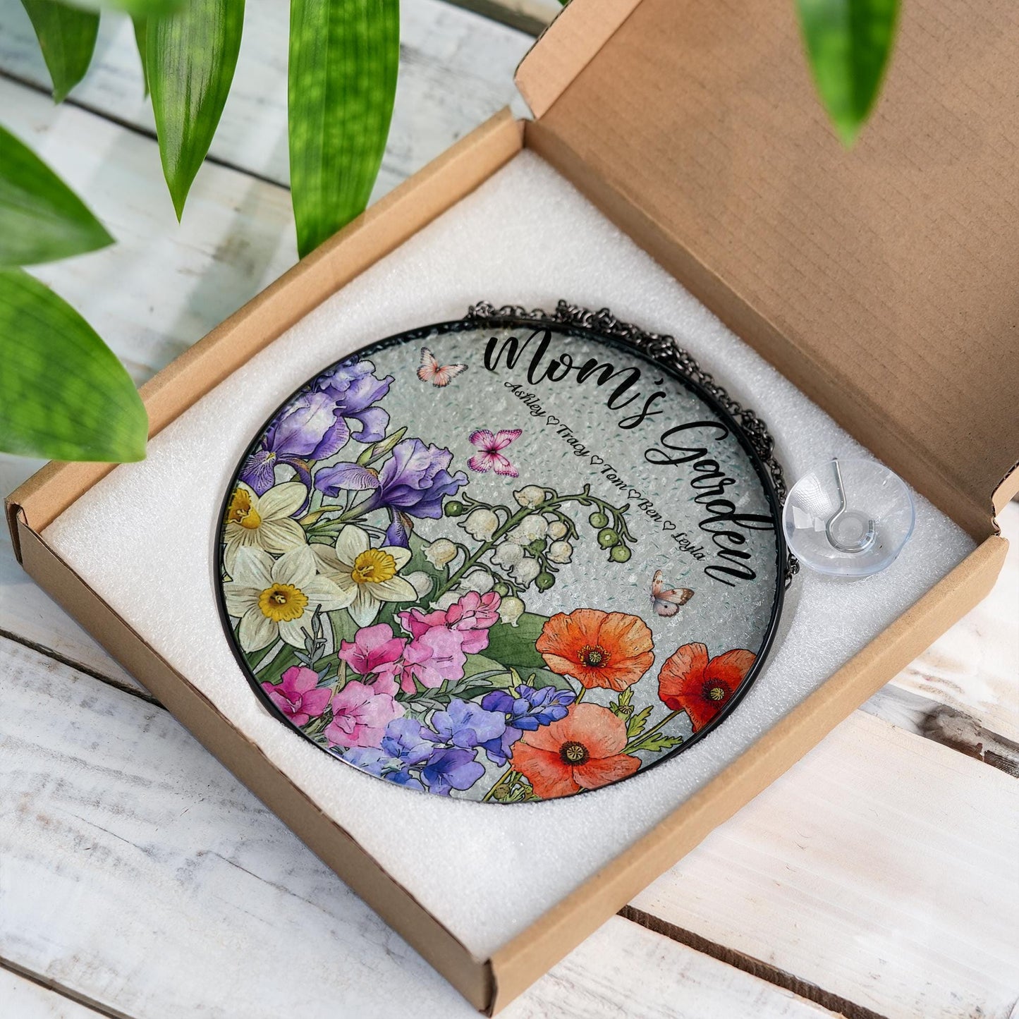 Family Birth Flower Bouquet Birth Month Flowers Personalized Stained Glass Window Hangings Personalized Birth Flower Gift Mothers Day Gift - product image 2