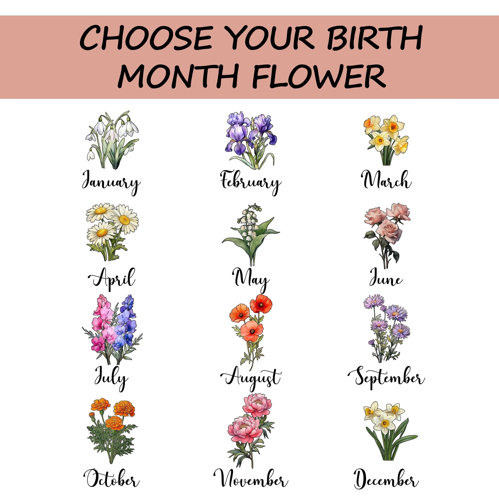 Family Birth Flower Bouquet Birth Month Flowers Personalized Stained Glass Window Hangings Personalized Birth Flower Gift Mothers Day Gift - product image 3