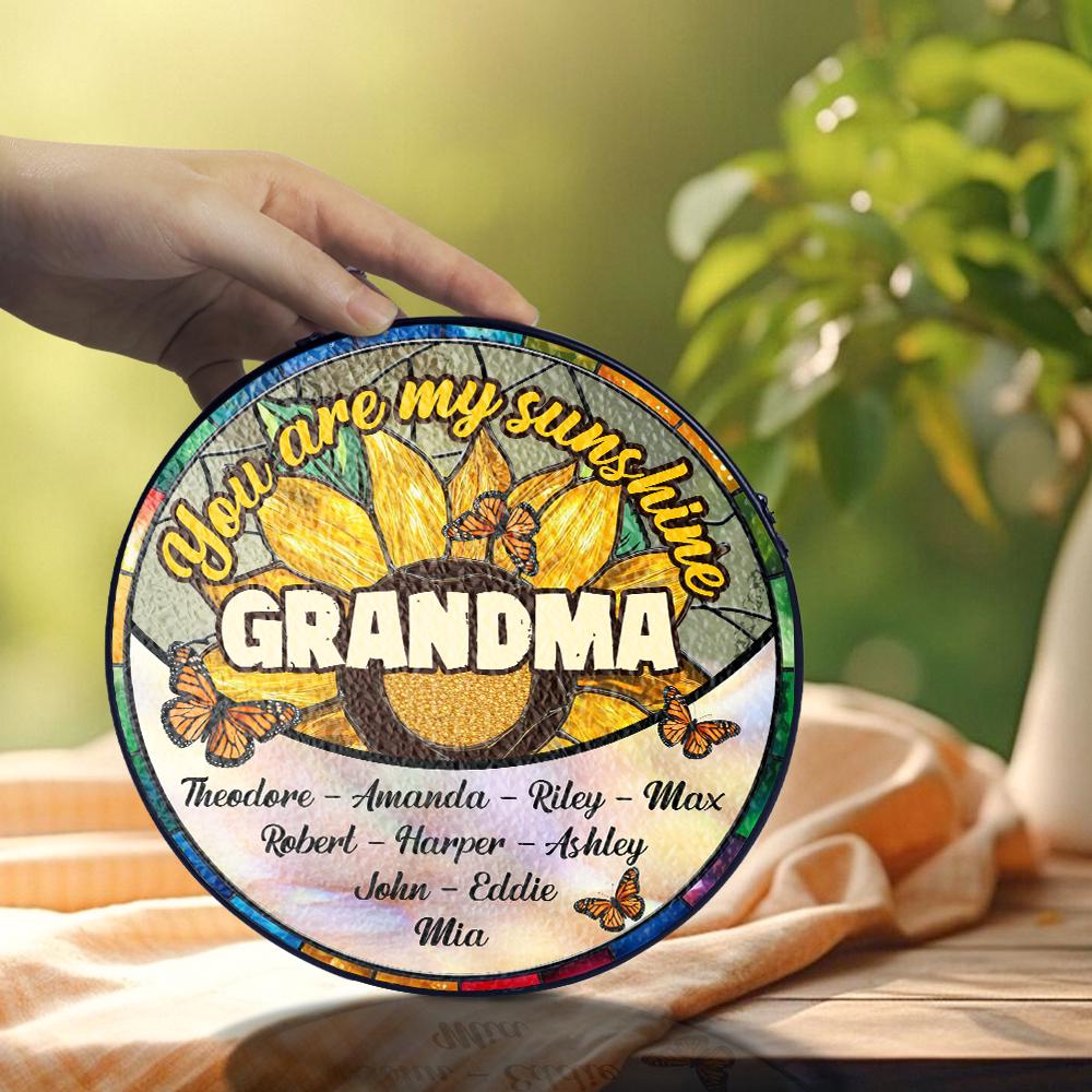 Personalized Grandma Suncatcher with Grandkids Names, You Are My Sunshine Window Hanging, Custom Sunflower Stained Glass, Mother's Day Gift - product image 5