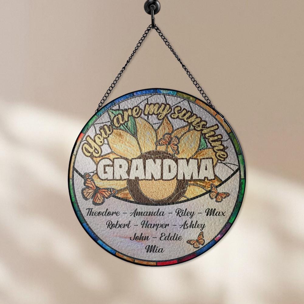 Personalized Grandma Suncatcher with Grandkids Names, You Are My Sunshine Window Hanging, Custom Sunflower Stained Glass, Mother's Day Gift - product image 8