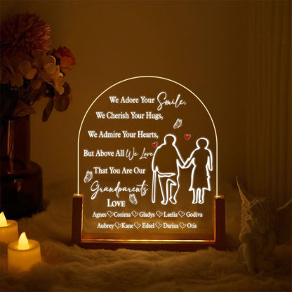 Personalized Grandparents Lamp, Custom Grandkids Name Plaque, Anniversary LED Light, Gift for Grandma and Grandpa - product image 2