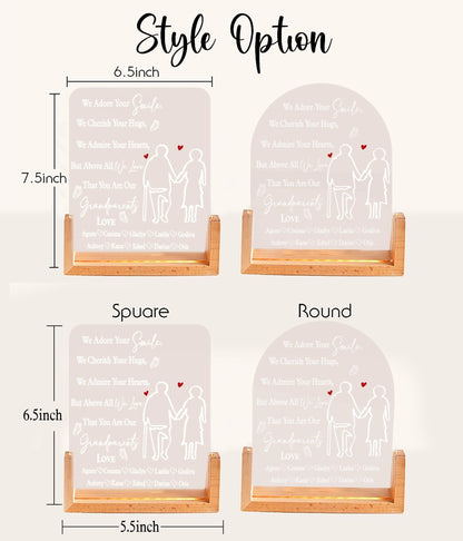 Personalized Grandparents Lamp, Custom Grandkids Name Plaque, Anniversary LED Light, Gift for Grandma and Grandpa - product image 3