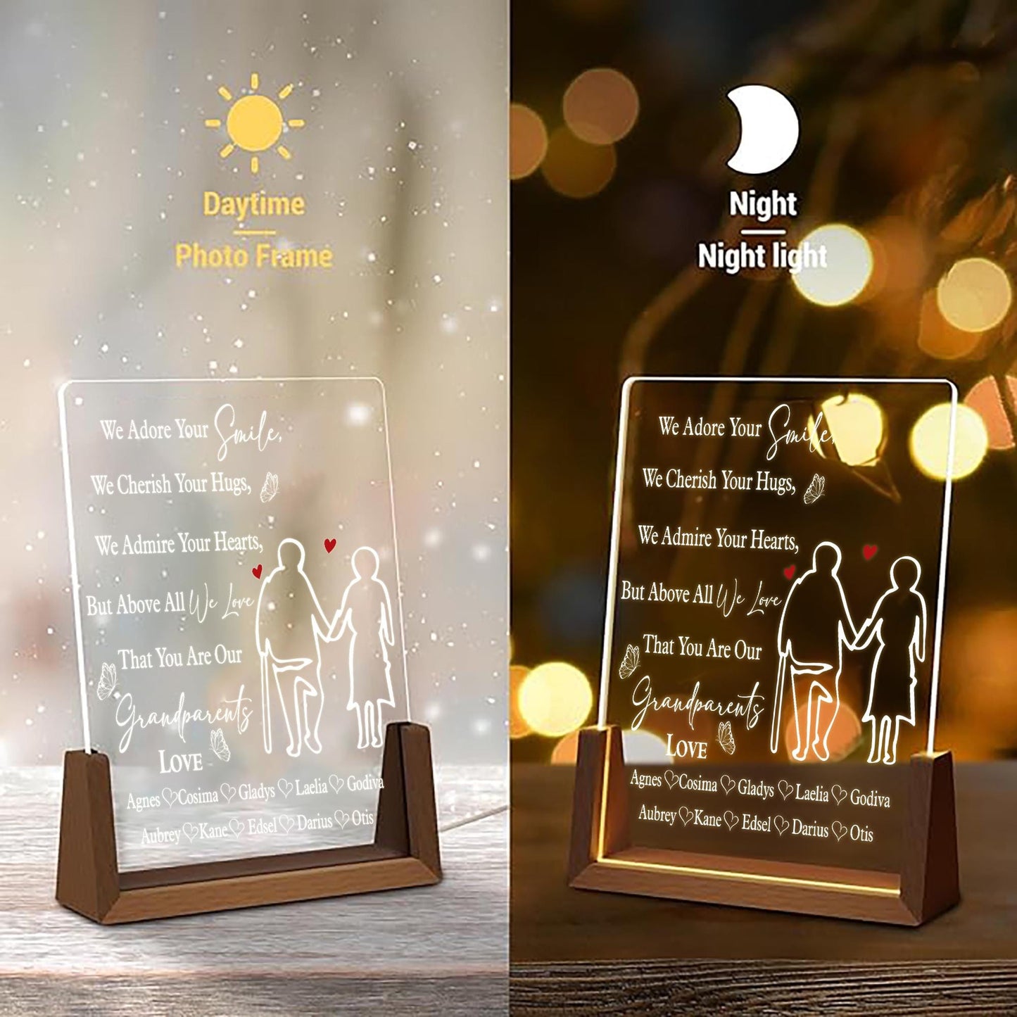 Personalized Grandparents Lamp, Custom Grandkids Name Plaque, Anniversary LED Light, Gift for Grandma and Grandpa - product image 7