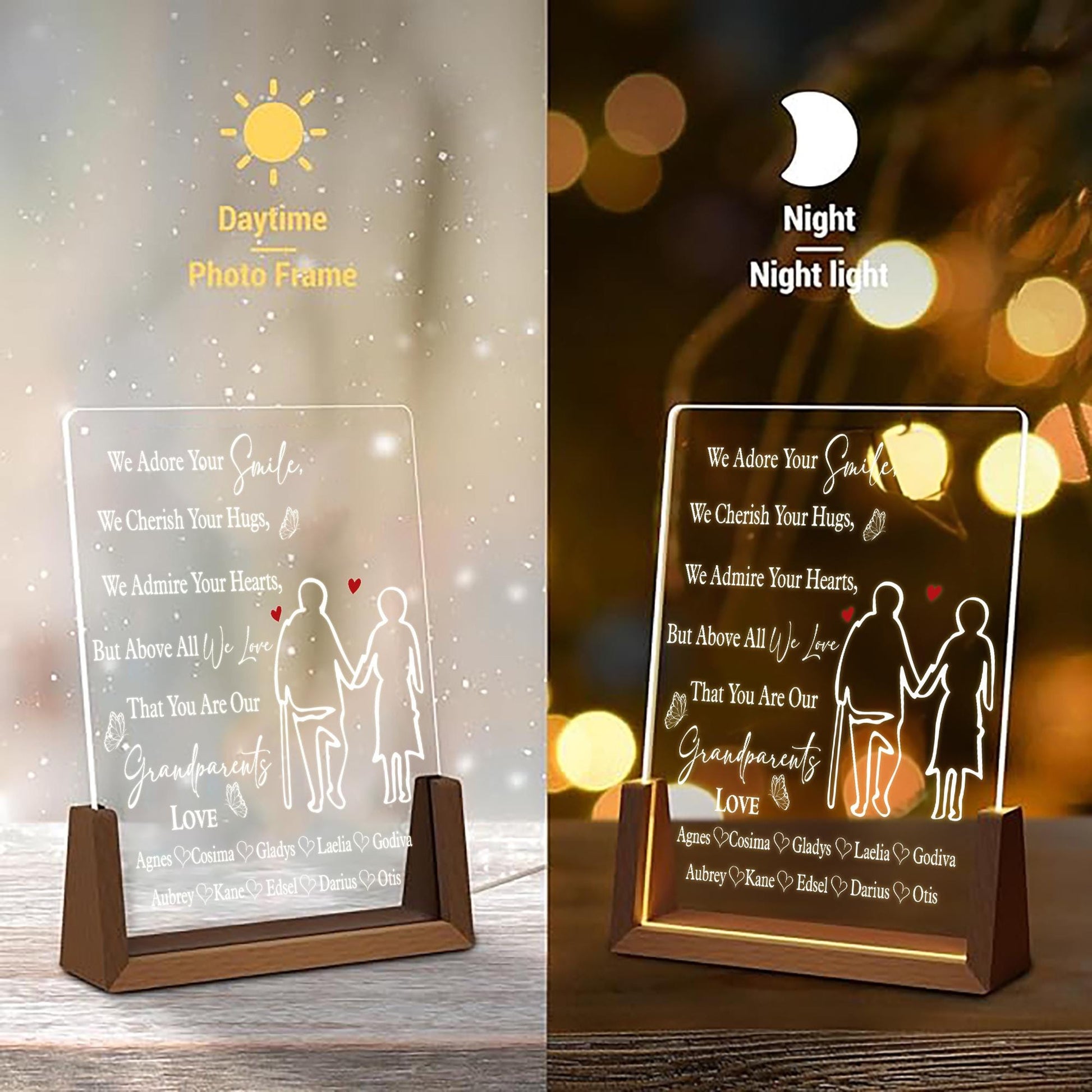 Personalized Grandparents Lamp, Custom Grandkids Name Plaque, Anniversary LED Light, Gift for Grandma and Grandpa - product image 7