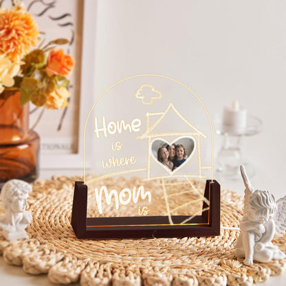 Custom Photo Arch Plaque for Mom, Personalized Picture LED Light, Home is Where Mom is Lamp, Mothers Day Gift - product image 4
