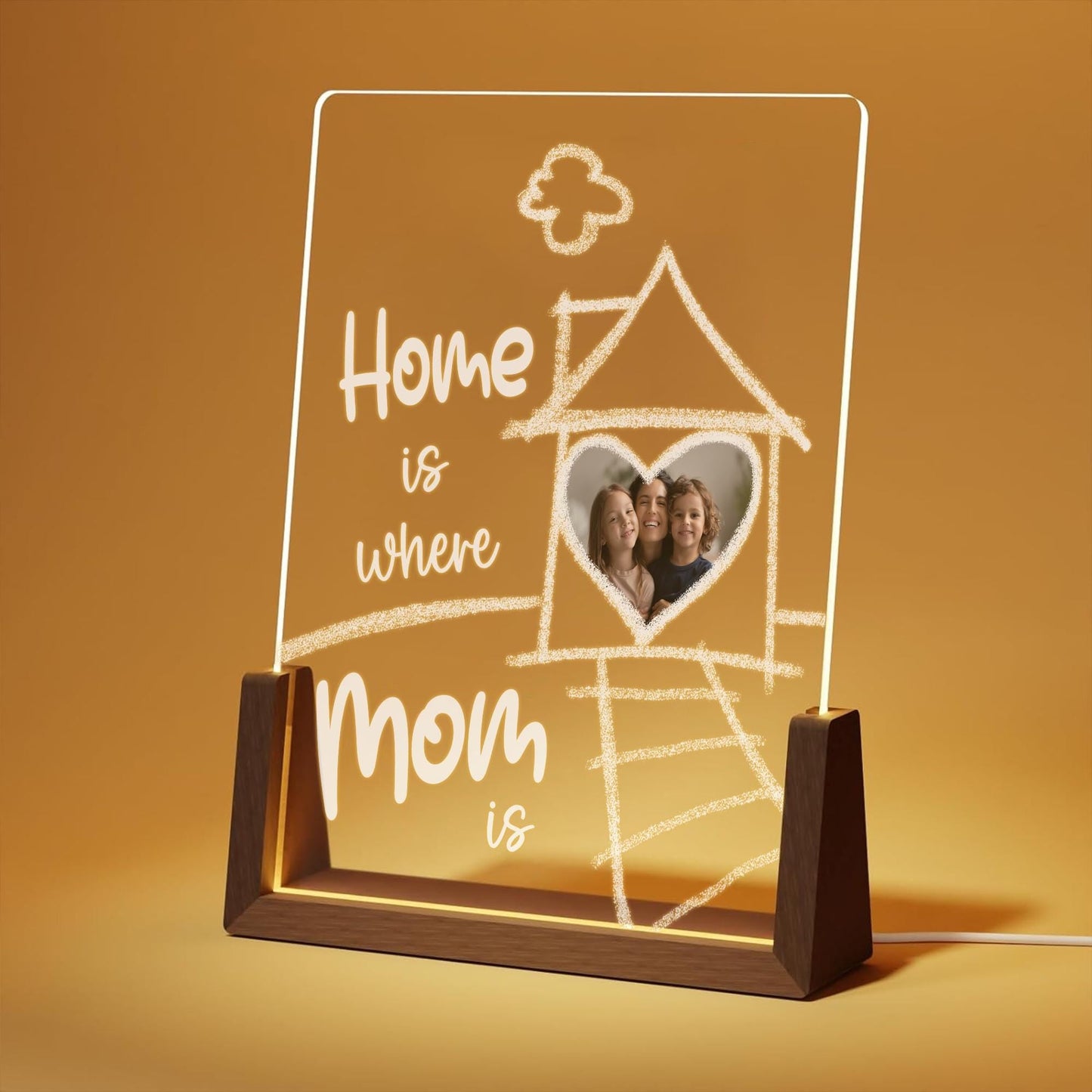 Custom Photo Arch Plaque for Mom, Personalized Picture LED Light, Home is Where Mom is Lamp, Mothers Day Gift - product image 2