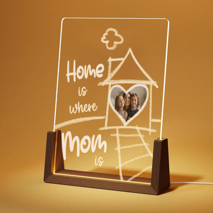 Custom Photo Arch Plaque for Mom, Personalized Picture LED Light, Home is Where Mom is Lamp, Mothers Day Gift - product image 2