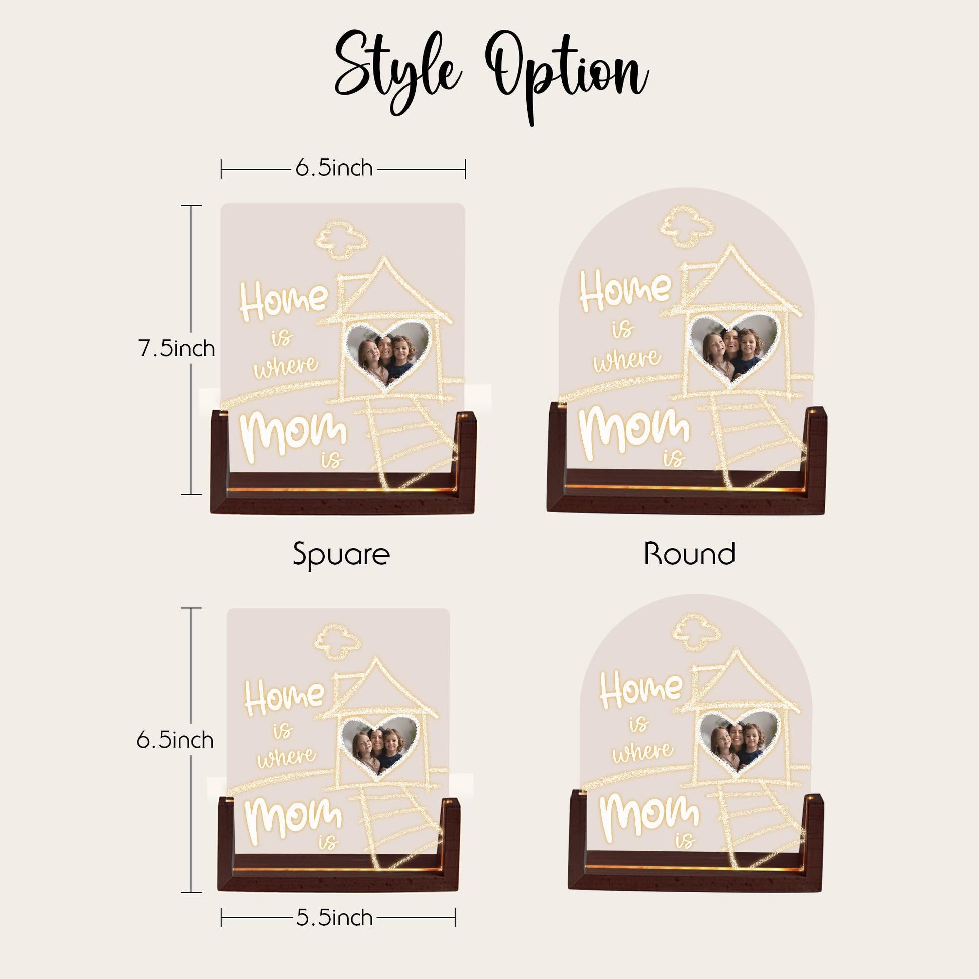 Custom Photo Arch Plaque for Mom, Personalized Picture LED Light, Home is Where Mom is Lamp, Mothers Day Gift - product image 3