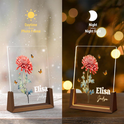 Custom Birth Flower Arch Lamp, Personalized Name Night Light, Floral Acrylic Plaque, Elegant Desk Led Light, Gift for Her - product image 6