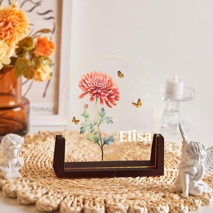 Custom Birth Flower Arch Lamp, Personalized Name Night Light, Floral Acrylic Plaque, Elegant Desk Led Light, Gift for Her - product image 7