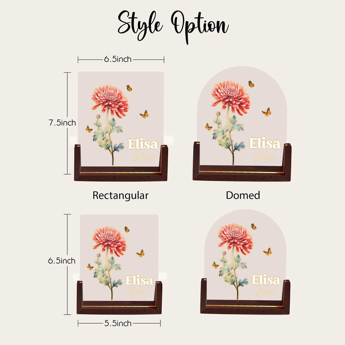 Custom Birth Flower Arch Lamp, Personalized Name Night Light, Floral Acrylic Plaque, Elegant Desk Led Light, Gift for Her - product image 4