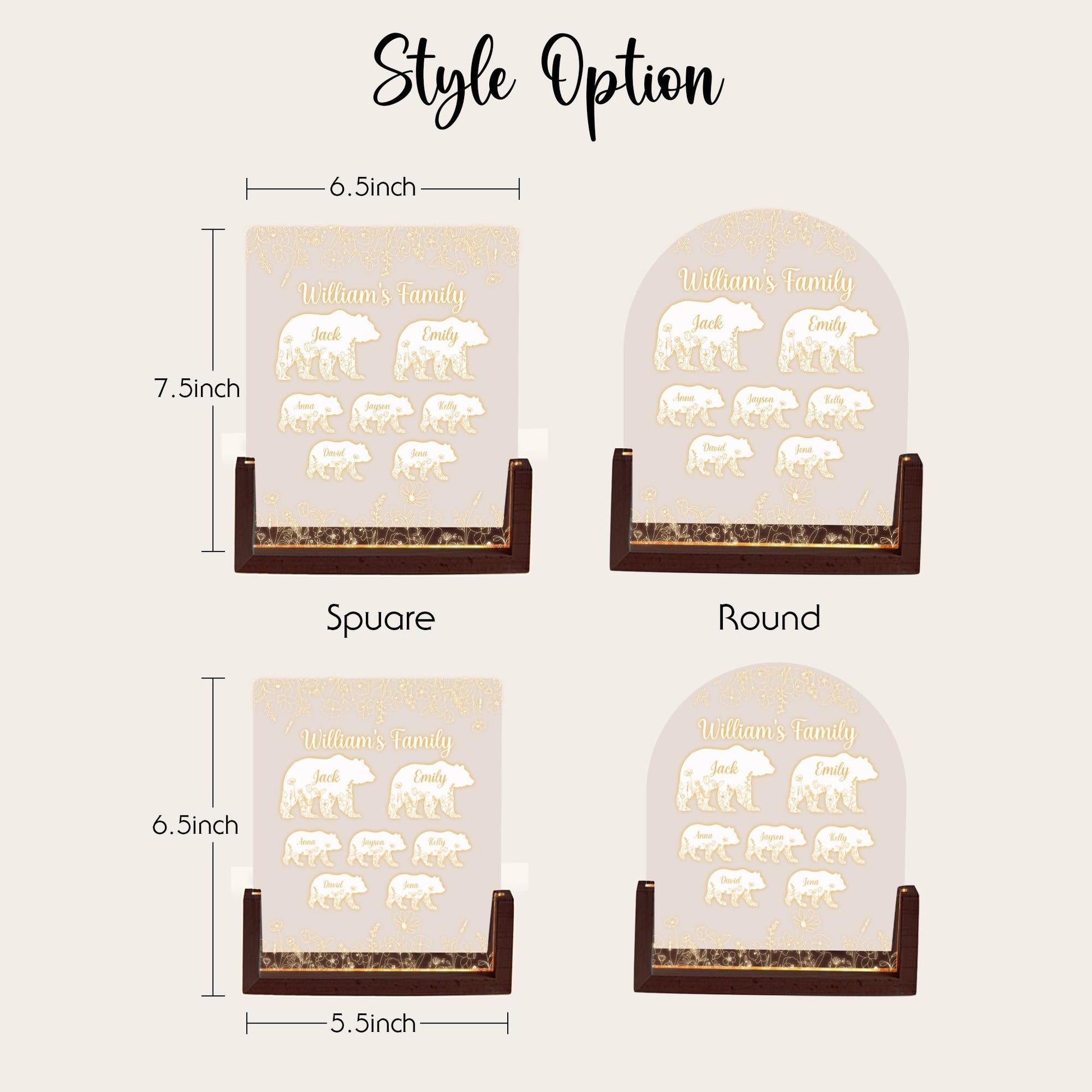Custom Real Glass Bear Family Lamp, Papa Bear Father's Day Gift, Personalized Name Night Light for Dad, Grandpa Gift from Kids - product image 3