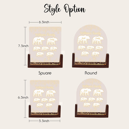 Custom Real Glass Bear Family Lamp, Papa Bear Father's Day Gift, Personalized Name Night Light for Dad, Grandpa Gift from Kids - product image 3