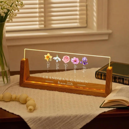 Personalized Birth Flower Plaque for Mom, Grandmas Garden Acrylic Light, Mother's Day Plaque with Custom Names, Family Floral Desk Sign - product image 3